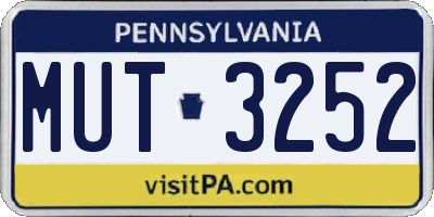 PA license plate MUT3252