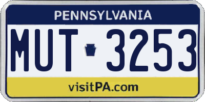 PA license plate MUT3253