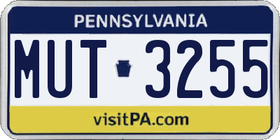 PA license plate MUT3255