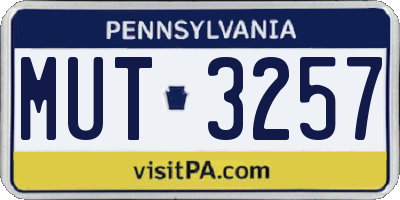 PA license plate MUT3257