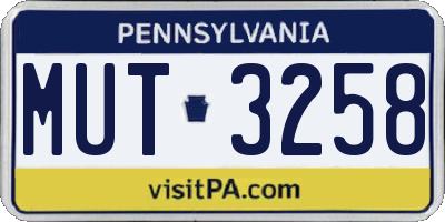 PA license plate MUT3258