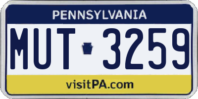 PA license plate MUT3259