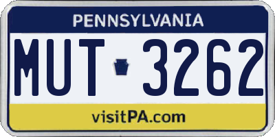 PA license plate MUT3262