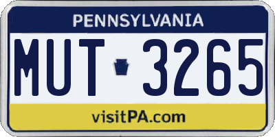 PA license plate MUT3265