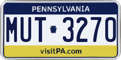 PA license plate MUT3270