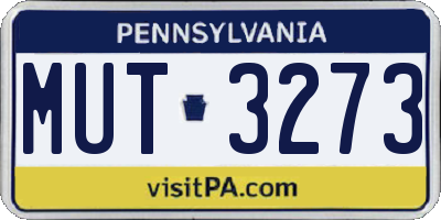 PA license plate MUT3273