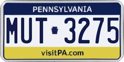 PA license plate MUT3275