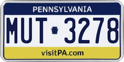 PA license plate MUT3278