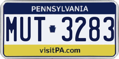 PA license plate MUT3283
