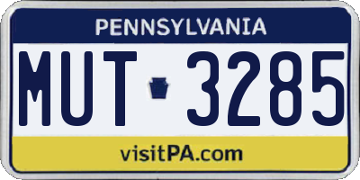 PA license plate MUT3285
