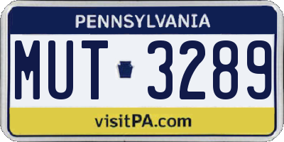 PA license plate MUT3289