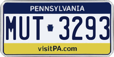 PA license plate MUT3293