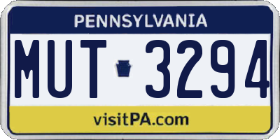 PA license plate MUT3294