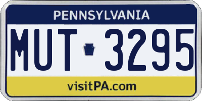PA license plate MUT3295