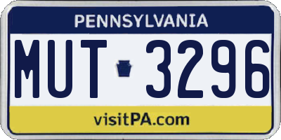 PA license plate MUT3296