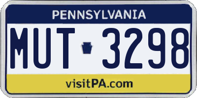 PA license plate MUT3298