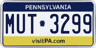 PA license plate MUT3299