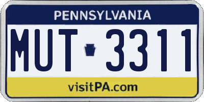 PA license plate MUT3311