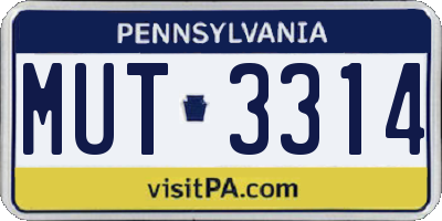 PA license plate MUT3314