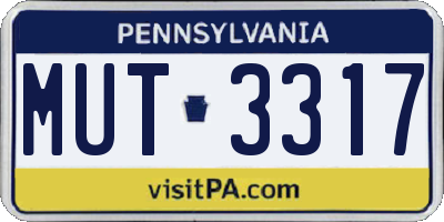 PA license plate MUT3317