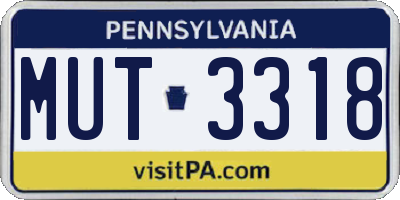 PA license plate MUT3318