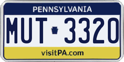 PA license plate MUT3320