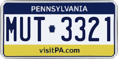 PA license plate MUT3321