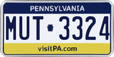 PA license plate MUT3324