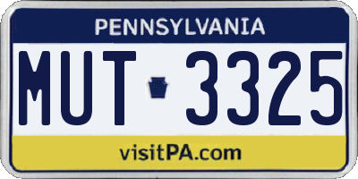 PA license plate MUT3325