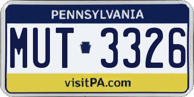 PA license plate MUT3326