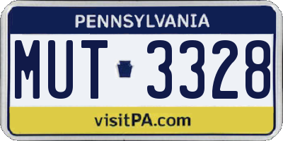 PA license plate MUT3328