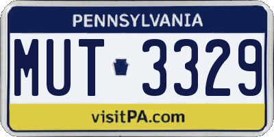 PA license plate MUT3329