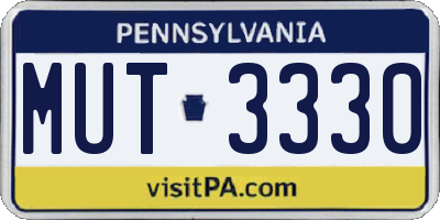 PA license plate MUT3330