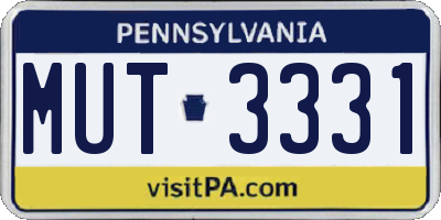 PA license plate MUT3331