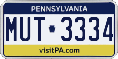 PA license plate MUT3334