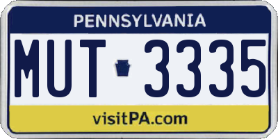 PA license plate MUT3335