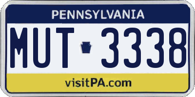 PA license plate MUT3338