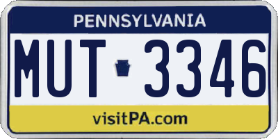 PA license plate MUT3346