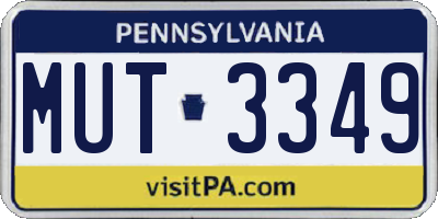 PA license plate MUT3349