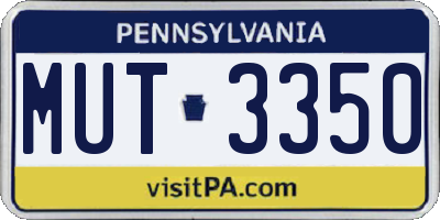 PA license plate MUT3350