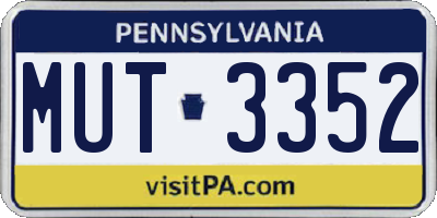 PA license plate MUT3352