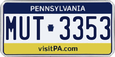 PA license plate MUT3353