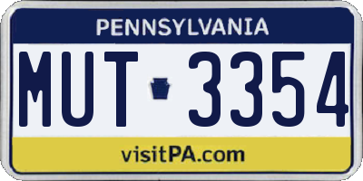 PA license plate MUT3354