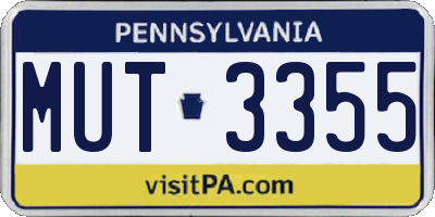 PA license plate MUT3355