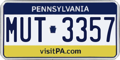 PA license plate MUT3357