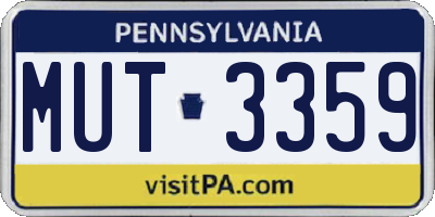 PA license plate MUT3359
