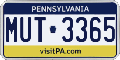PA license plate MUT3365
