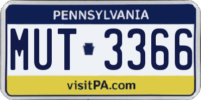 PA license plate MUT3366