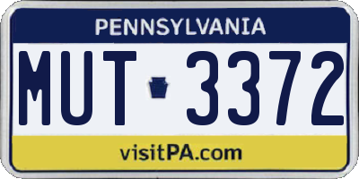 PA license plate MUT3372