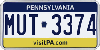 PA license plate MUT3374